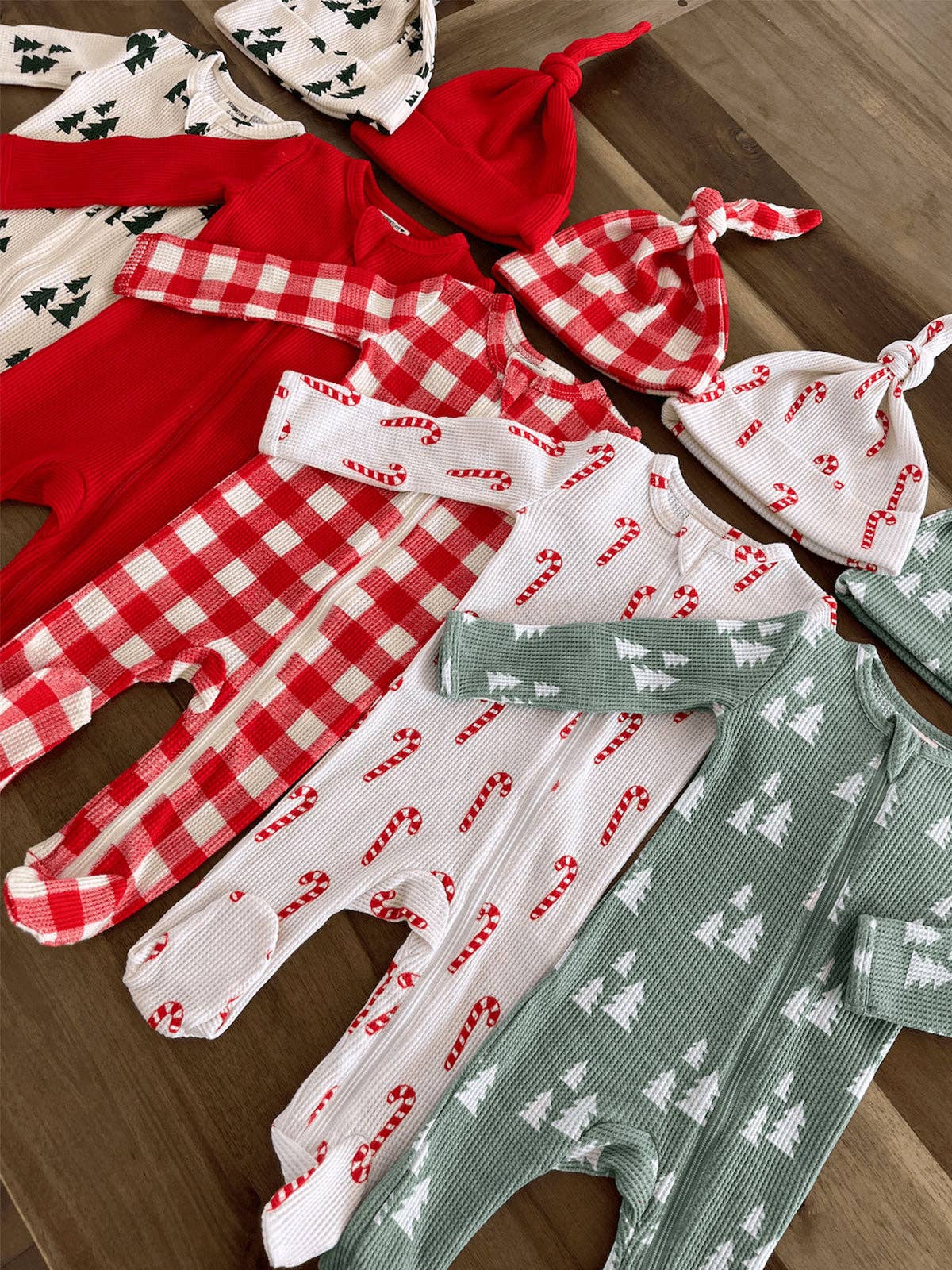 Organic Waffle Basic Zip Footie, Alpine Trees: