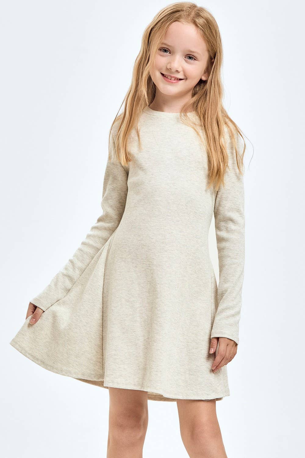 Cotton Knit Flare Dress: Charcoal