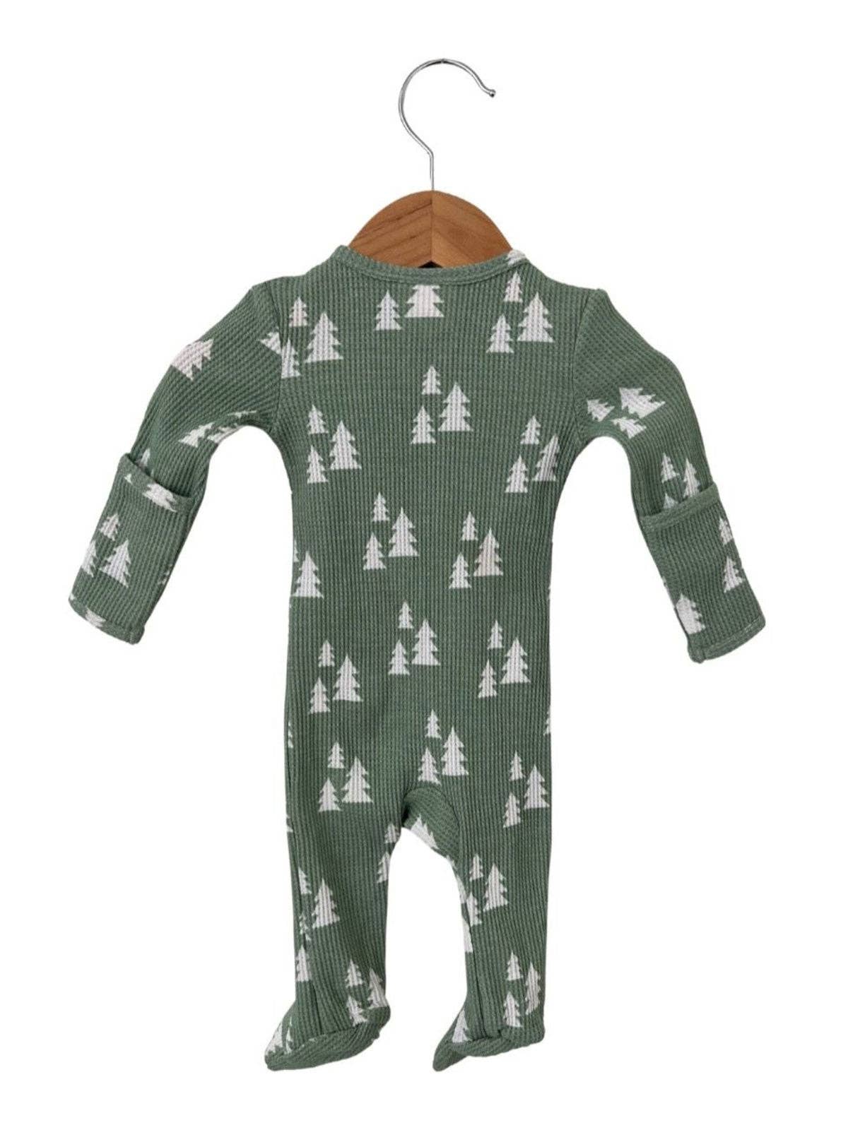 Organic Waffle Basic Zip Footie, Alpine Trees: