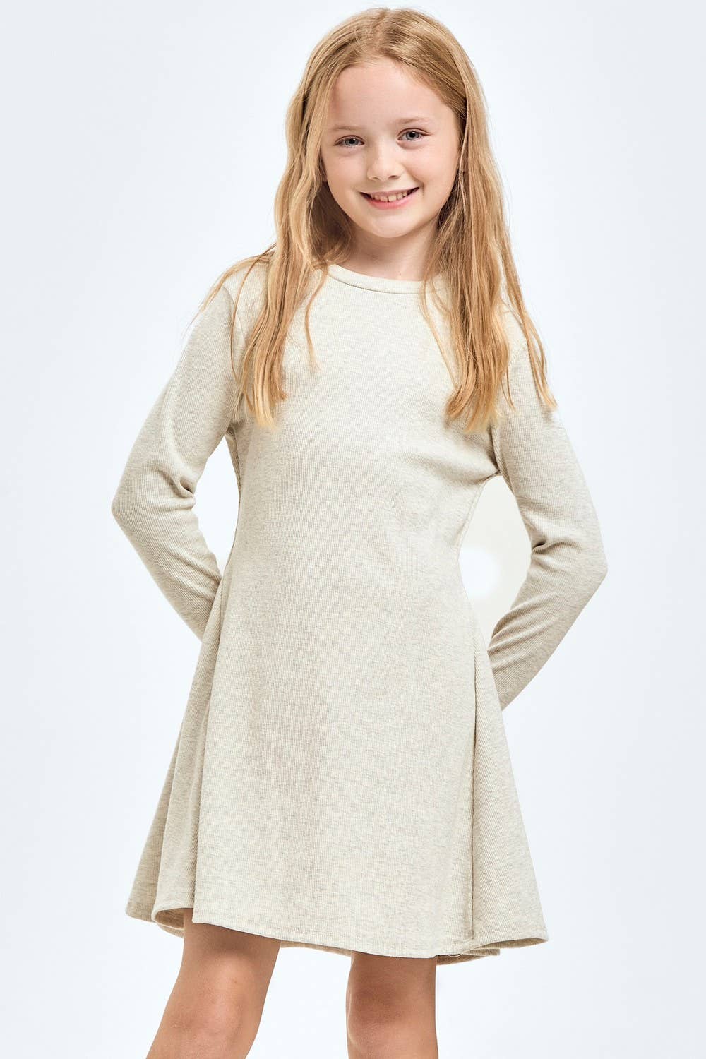 Cotton Knit Flare Dress: Charcoal