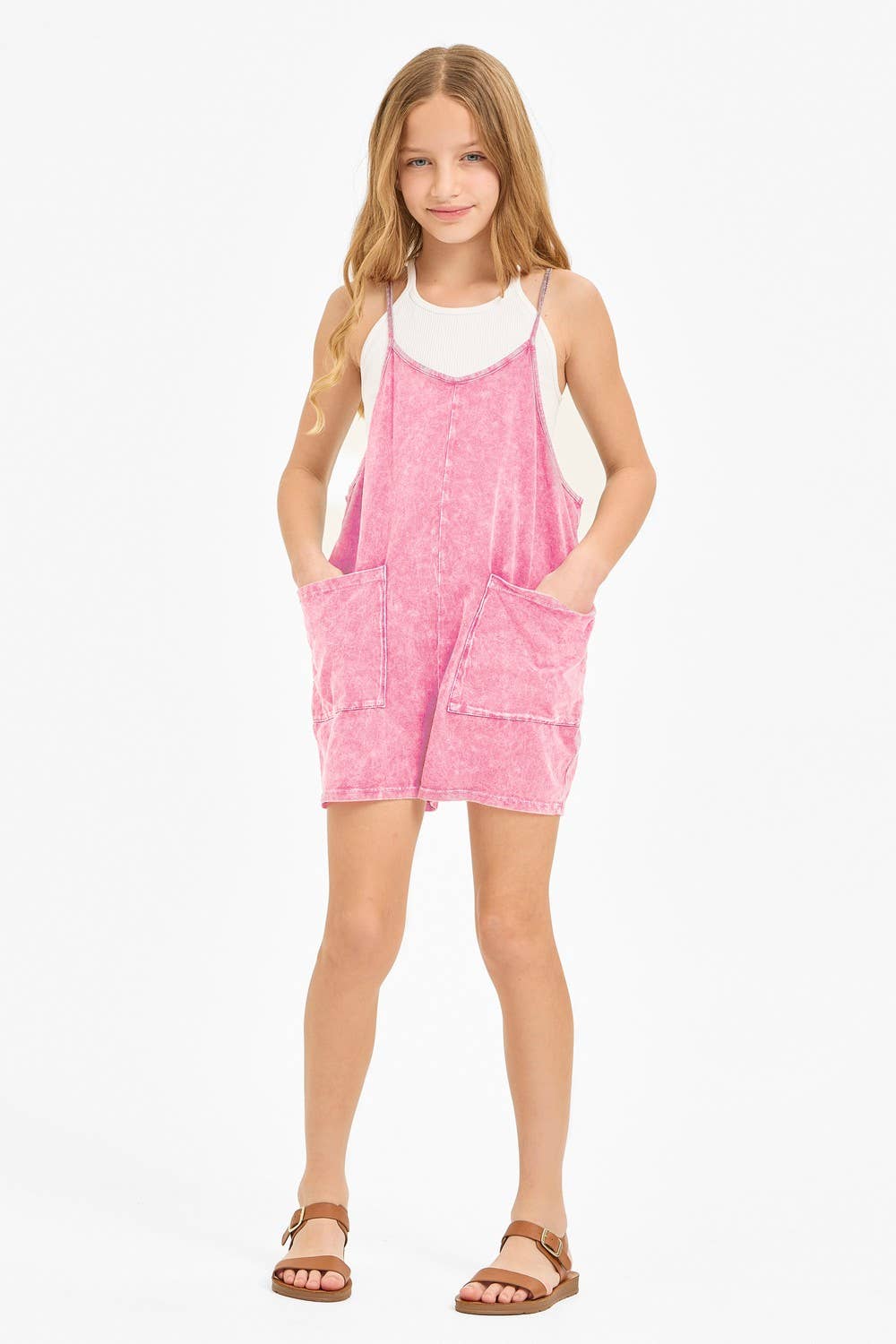 Two Pocket Mineral Wash Overall Romper