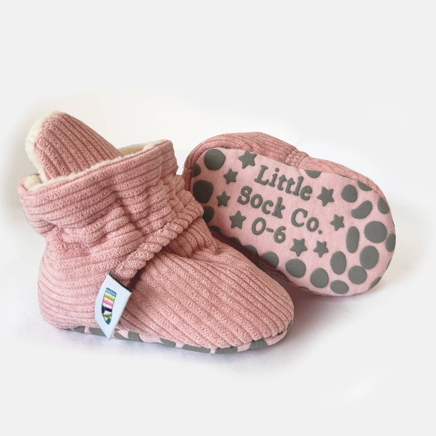 Stay-on, Non-Slip Booties - Perfect pram Slipper or Baby Carrier boot - Pink Corduroy: 18-24 months