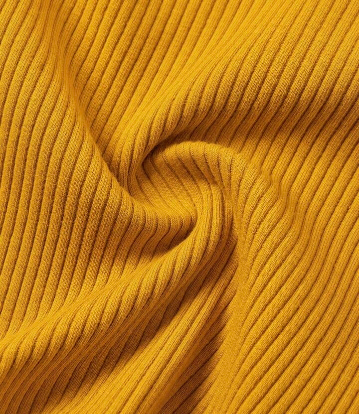Mustard Ruffle Neck Ribbed Shirt