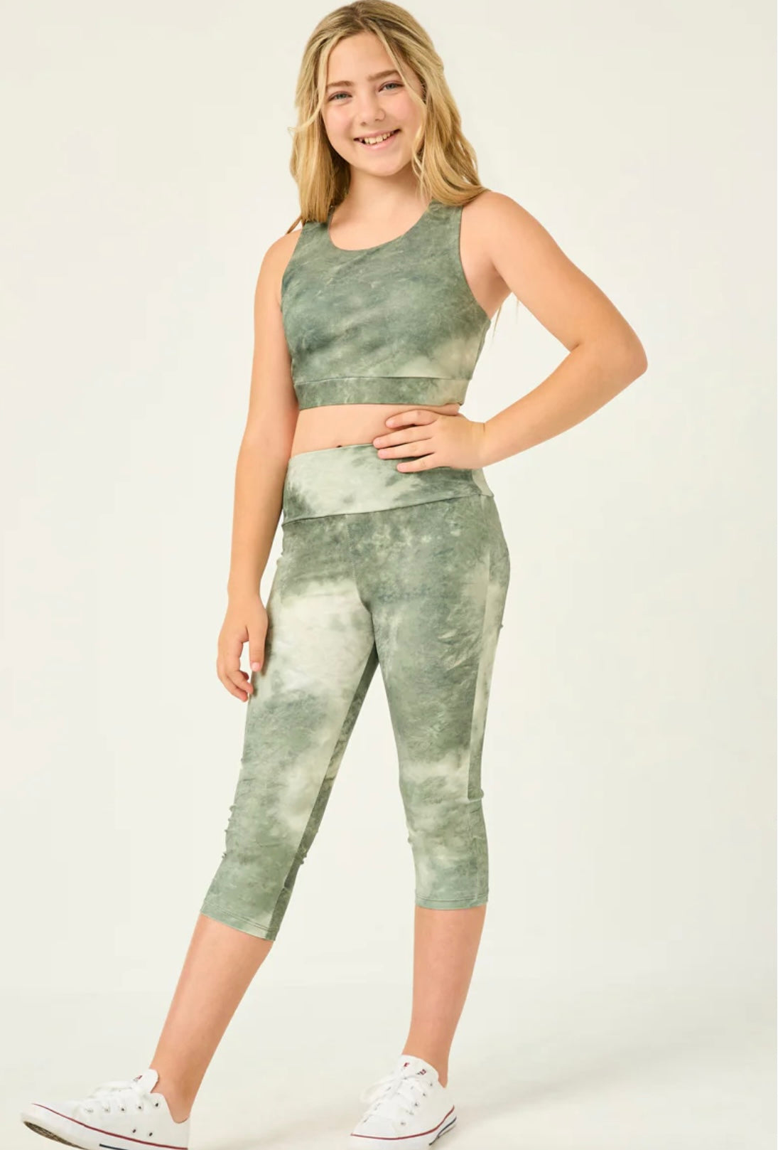 Olive Tie Dye Athletic Top