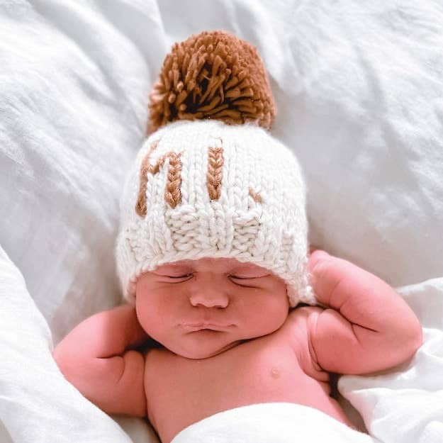 Hi. Hand Knit Baby Blanket and Hat