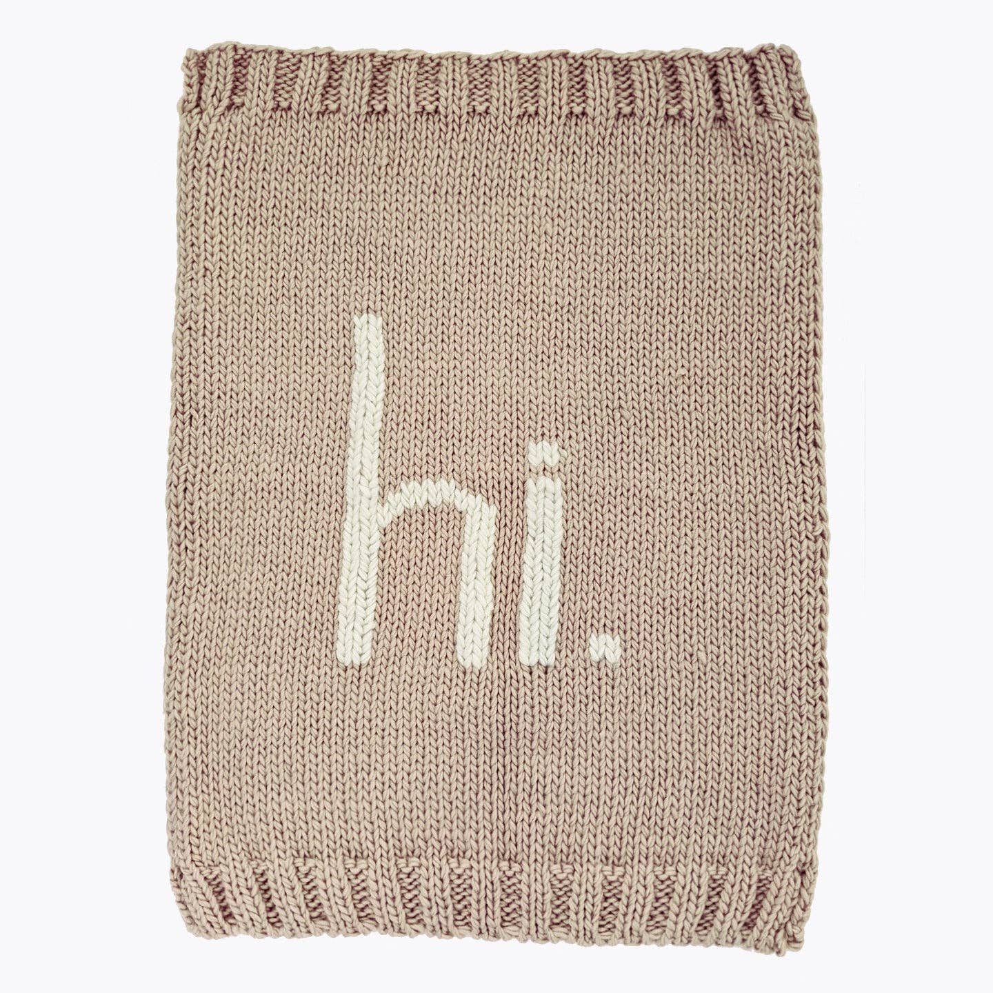 Hi. Hand Knit Baby Blanket and Hat