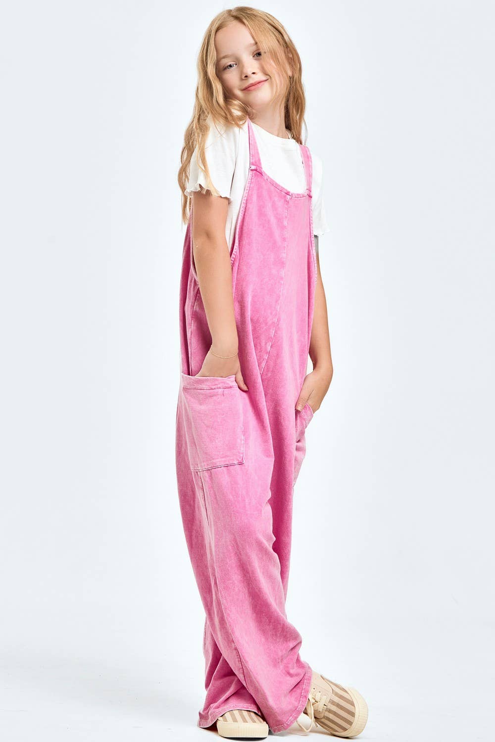 Mineral wash overall/jumpsuit/onesie: Charcoal / L
