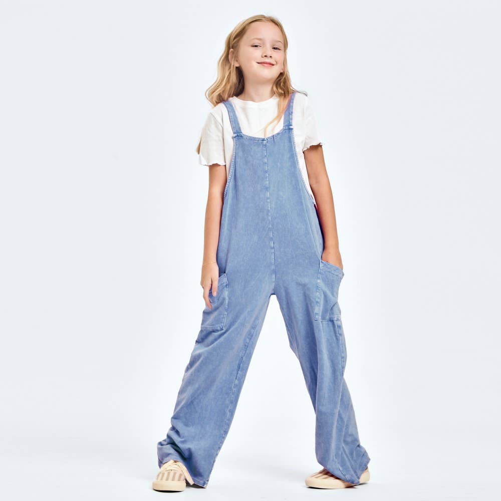 Mineral wash overall/jumpsuit/onesie: Charcoal / L
