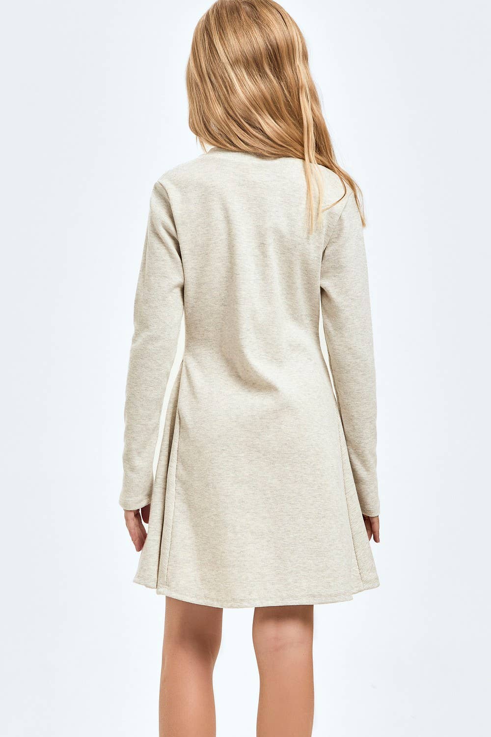 Cotton Knit Flare Dress: Charcoal