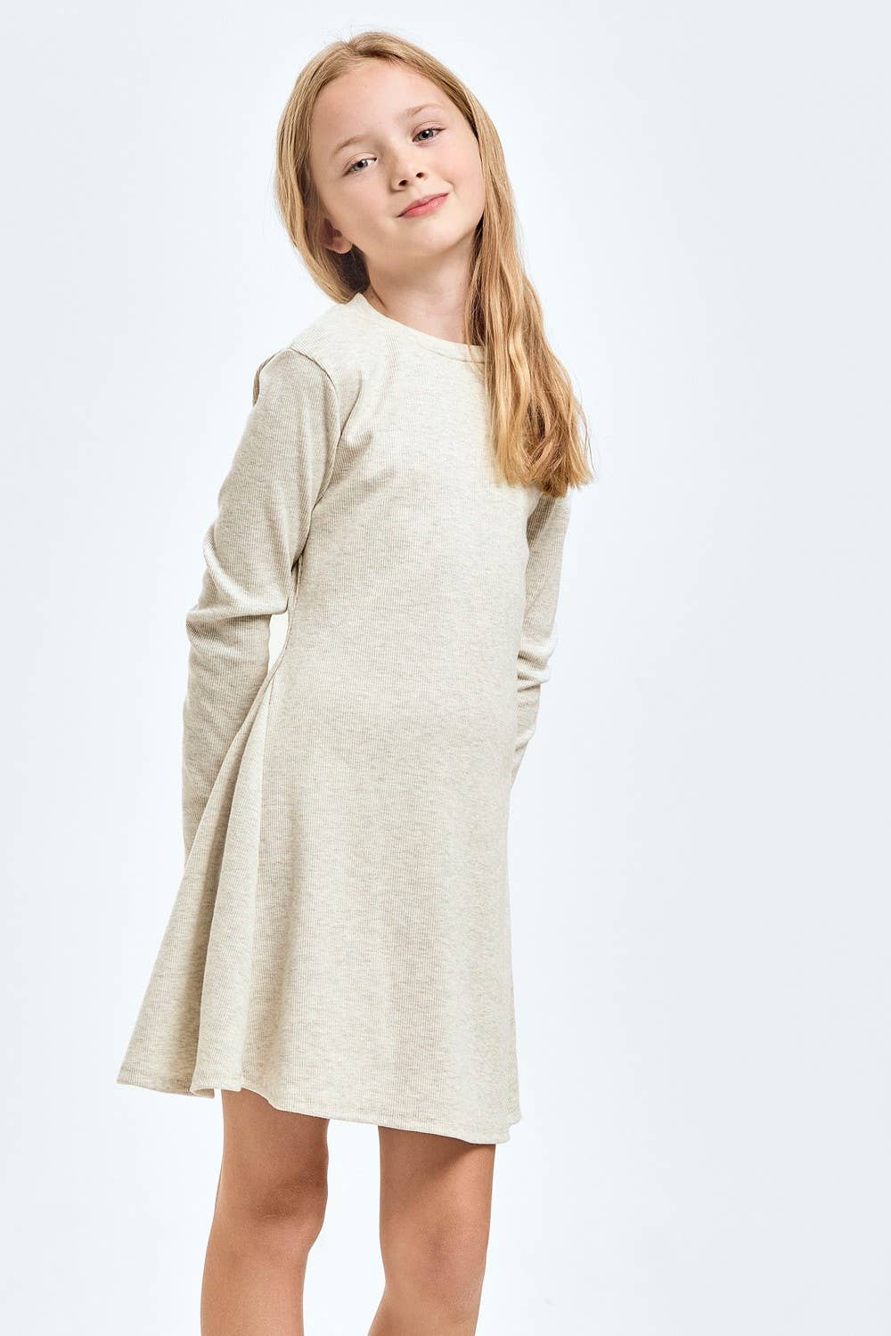 Cotton Knit Flare Dress: Charcoal