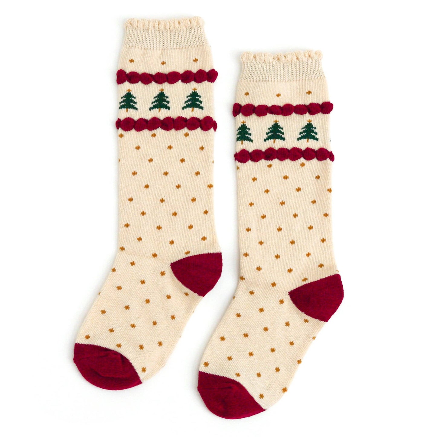Tree Farm Scalloped Knee High Socks: 0-6 MONTHS