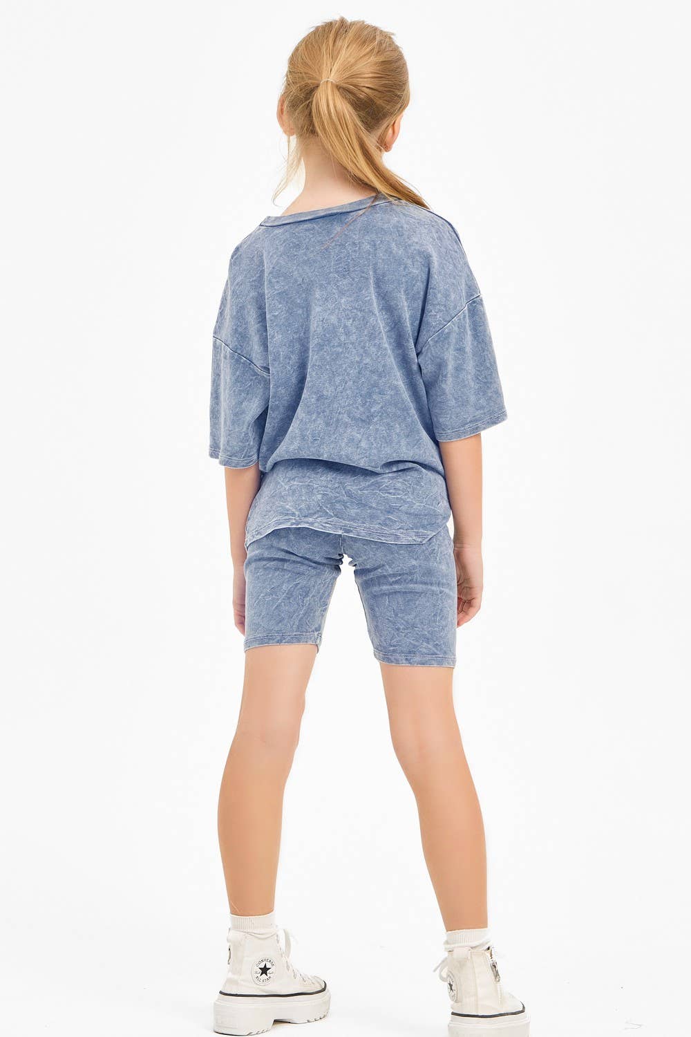 Mineral Washed Top and Biker Shorts 2piece Matching Set: Charcoal