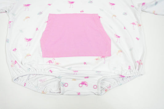 Flamingo Long Sleeve Bubble Romper