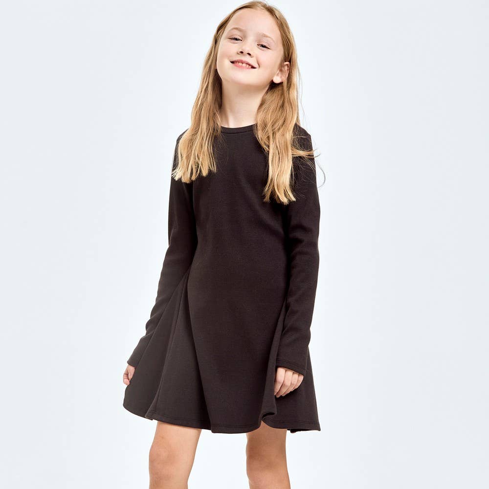 Cotton Knit Flare Dress: Charcoal