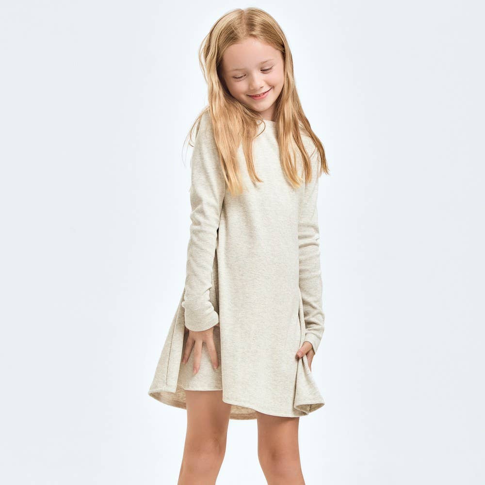 Cotton Knit Flare Dress: Charcoal