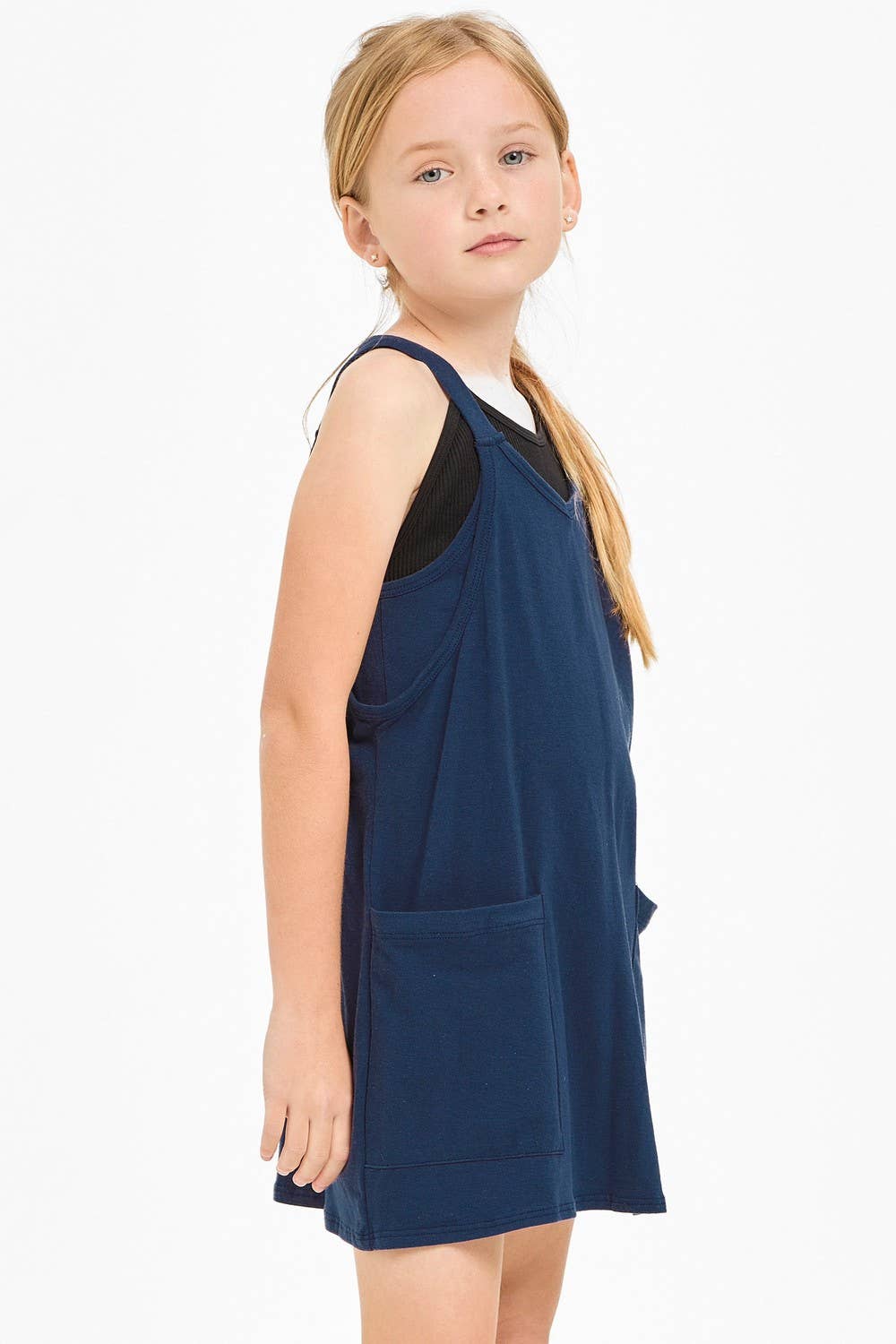 Kids Romper Dress: Navy