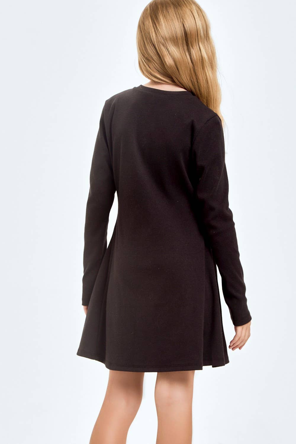 Cotton Knit Flare Dress: Charcoal