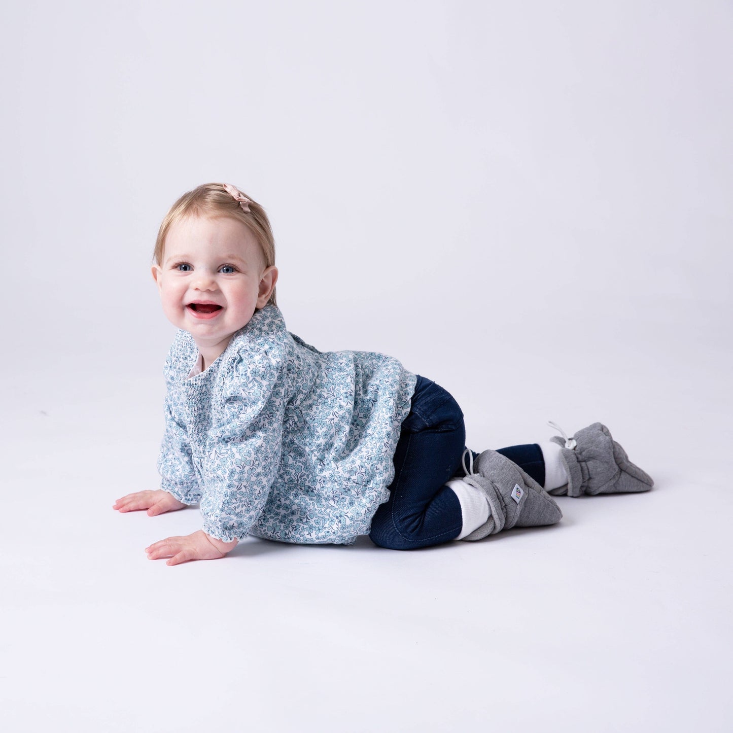 Stay-on, Non-Slip Booties - Perfect pram Slipper and Baby Carrier boot - Slate Cotton: 18-24 months