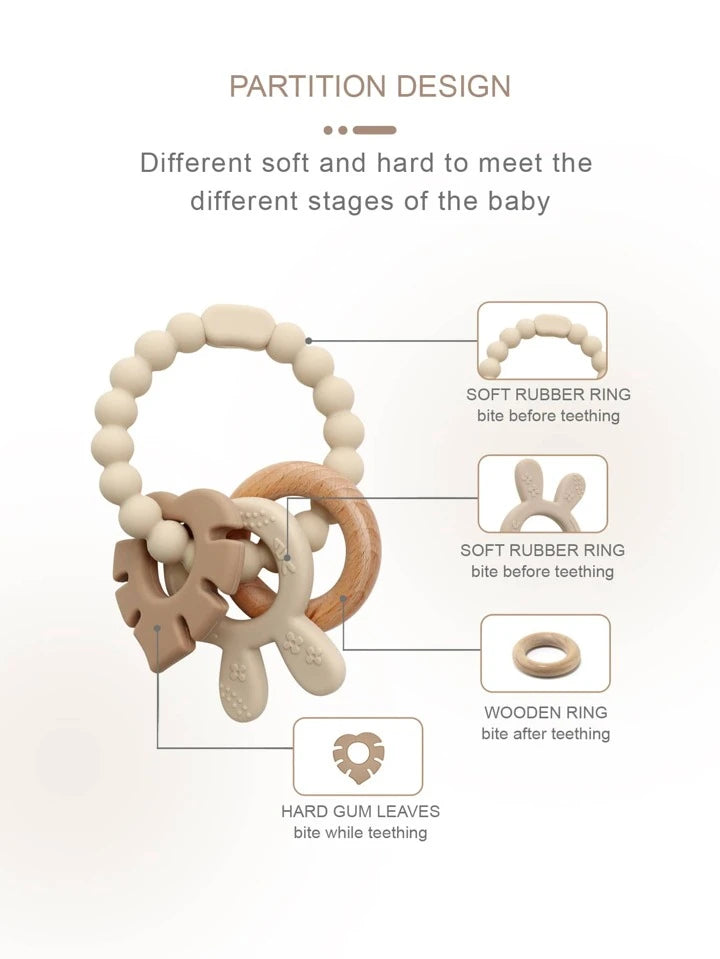Rabbit Silicone Beaded Ring  Teether