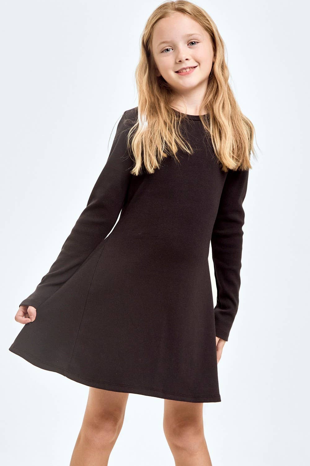 Cotton Knit Flare Dress: Charcoal