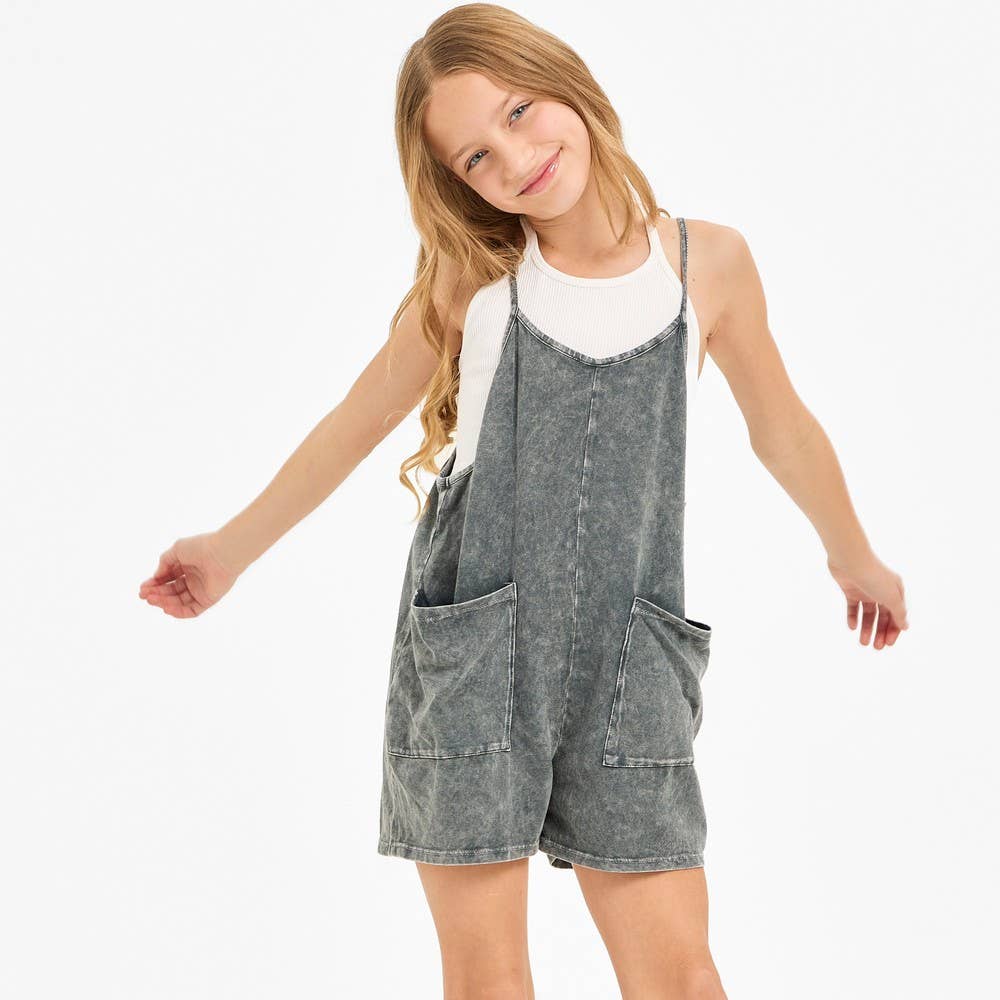 Two Pocket Mineral Wash Overall Romper