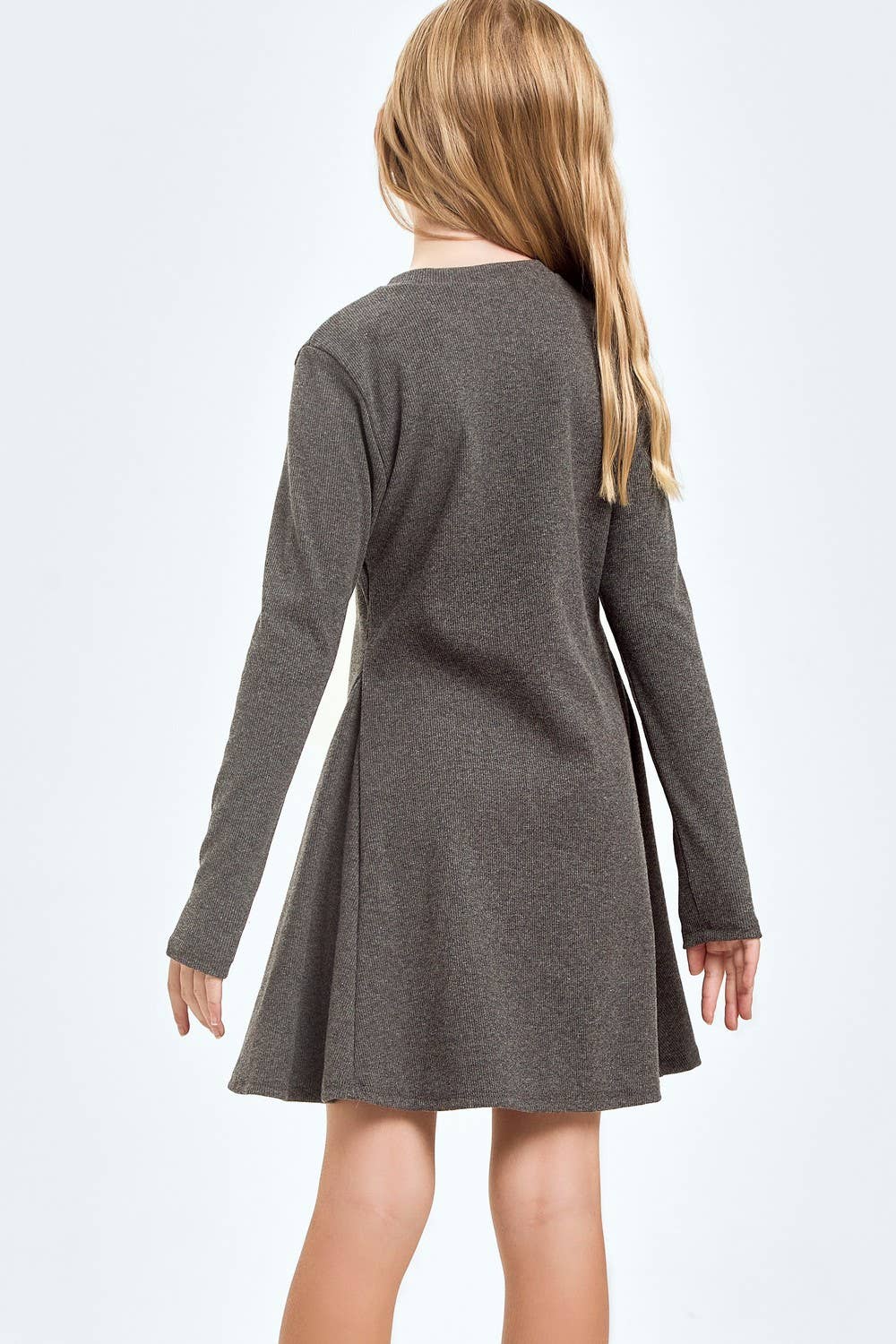Cotton Knit Flare Dress: Charcoal