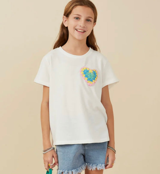 Mommy and Me Crotchet Heart Pocket Tee