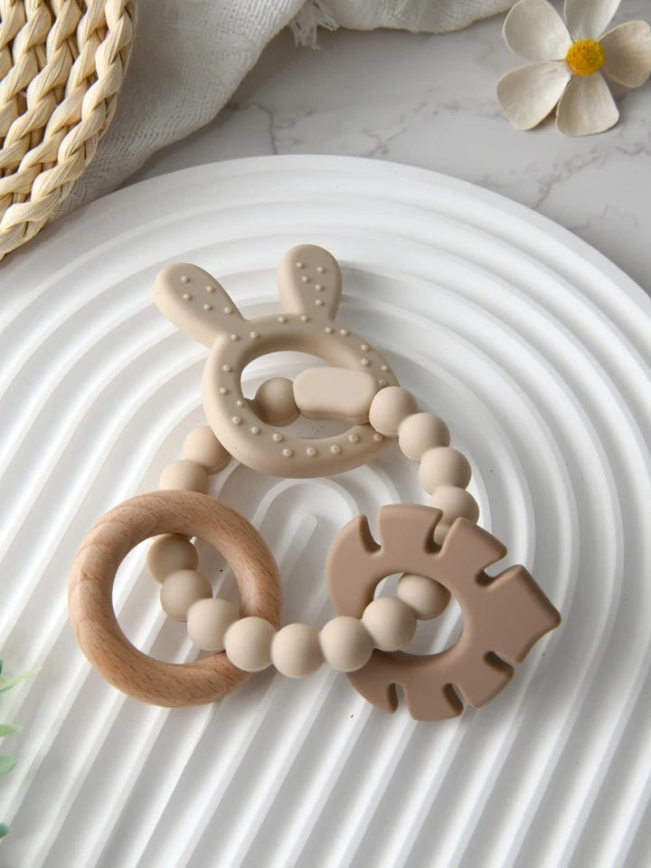 Rabbit Silicone Beaded Ring  Teether