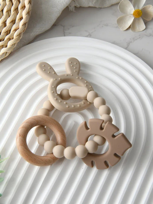 Rabbit Silicone Beaded Ring  Teether