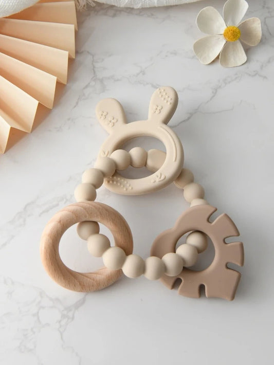 Rabbit Silicone Beaded Ring  Teether