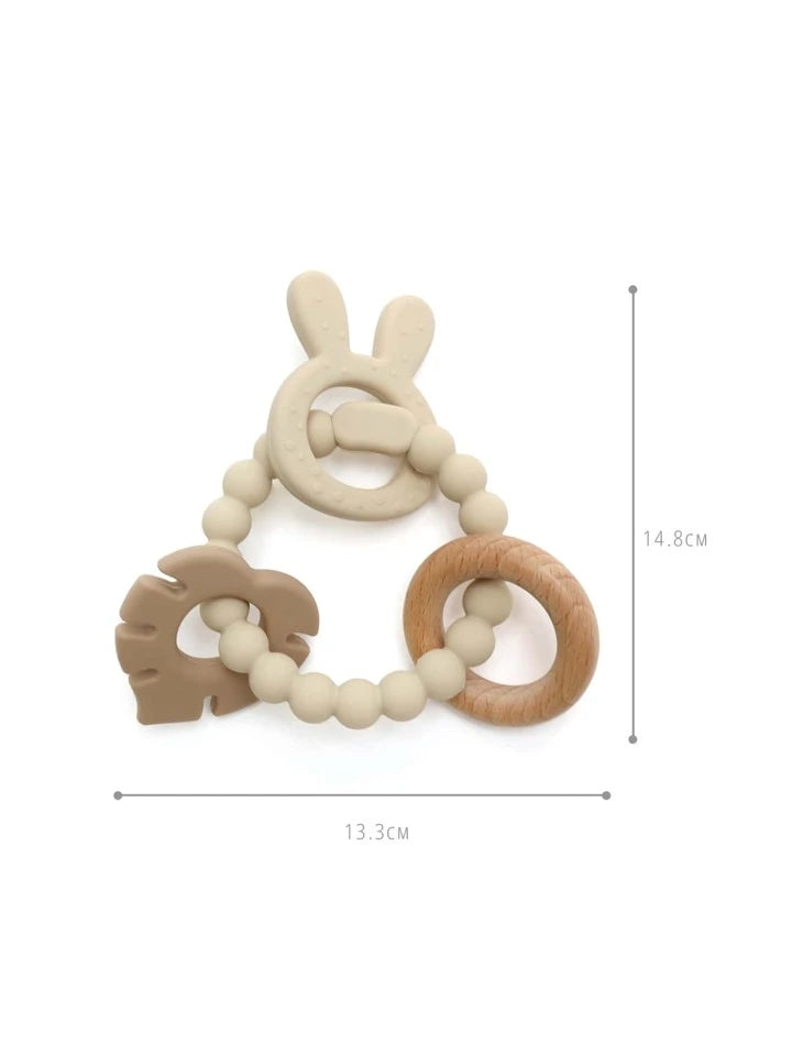 Rabbit Silicone Beaded Ring  Teether