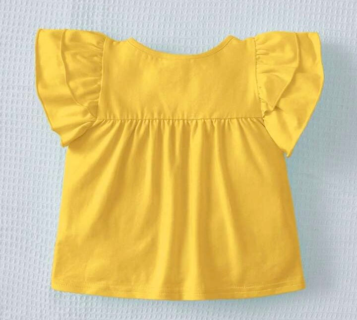 Knitted Round Neck with Ruffle Trim Tee