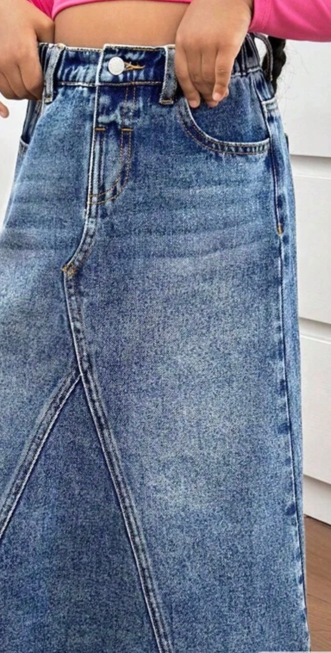 Long Denim Sassy Skirt