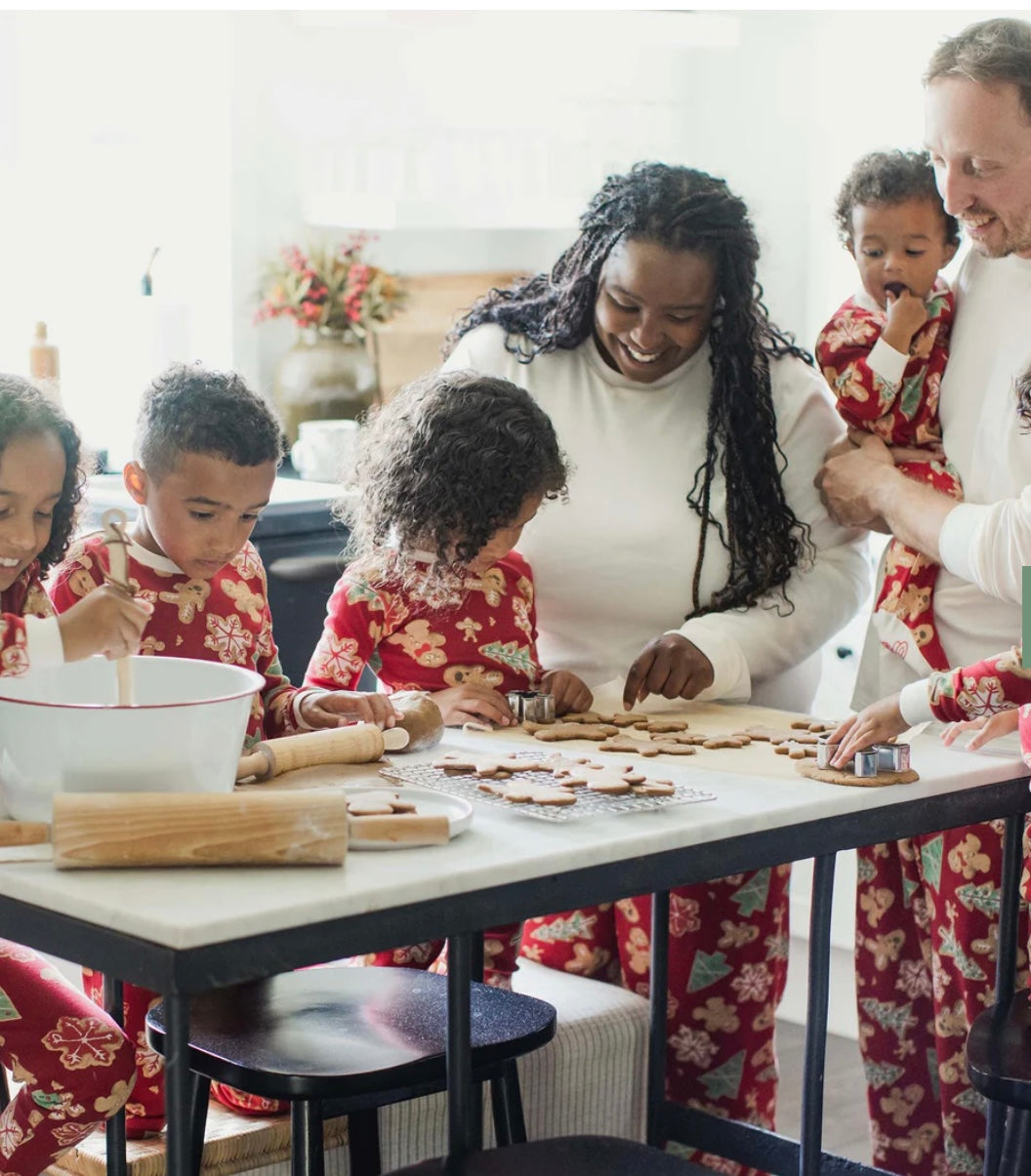 Family Holiday Pajamas Gingerbread Bake