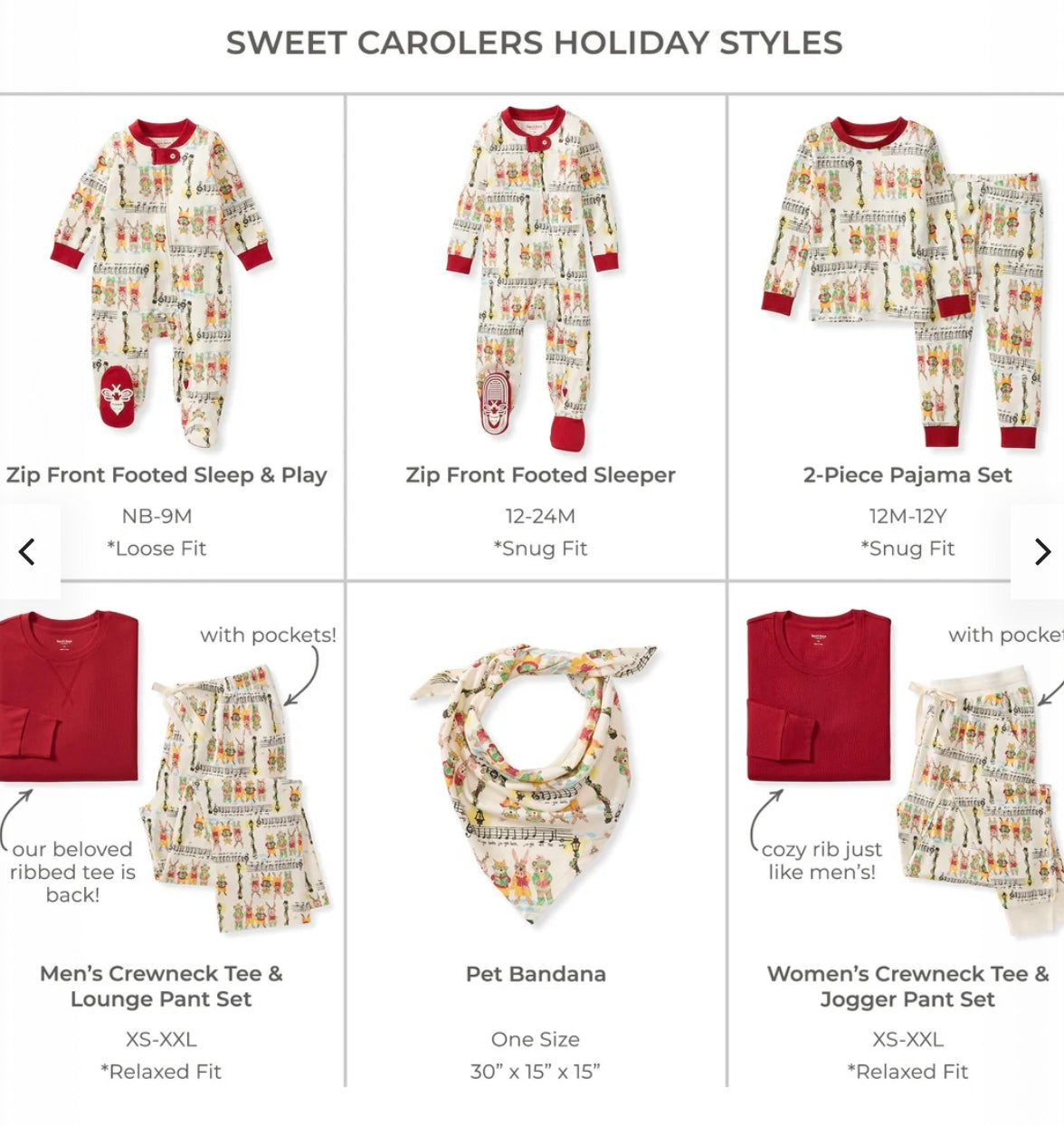 Family Holiday Pajamas Sweet Carolers