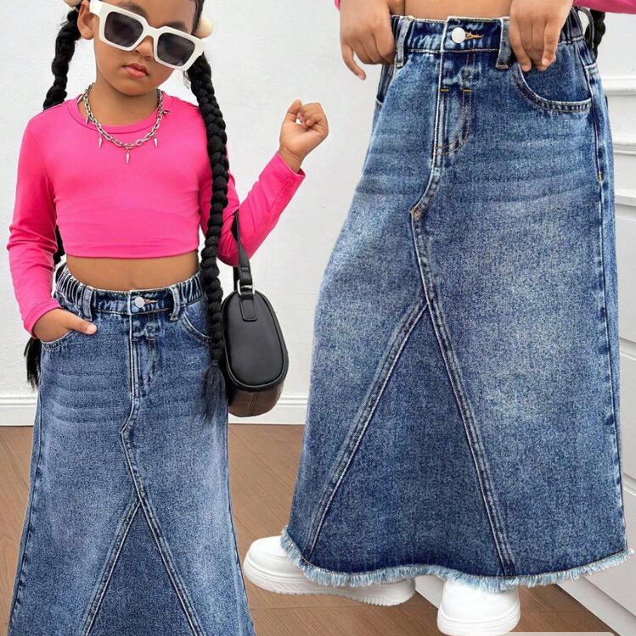 Long Denim Sassy Skirt