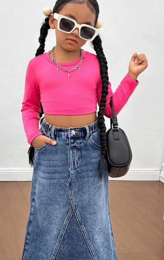 Long Denim Sassy Skirt