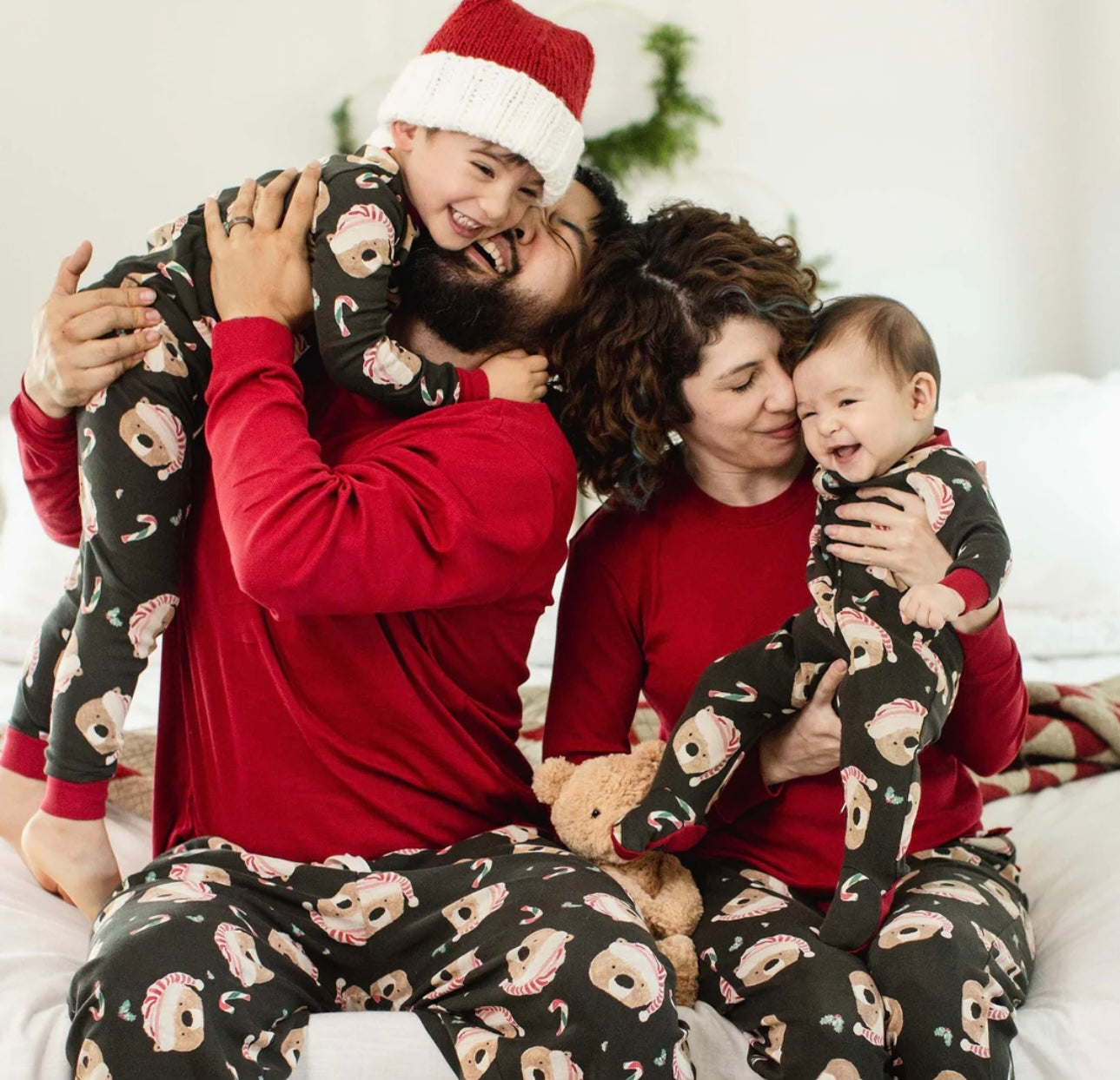 Family Holiday Pajamas Candy Cane Bears