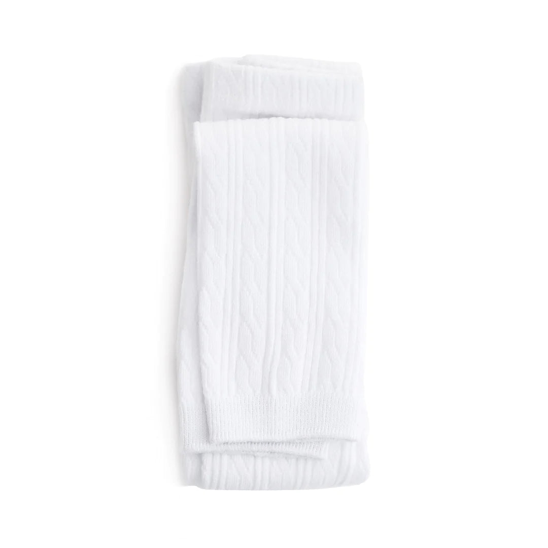 Footless Cable Knit Tights (White)