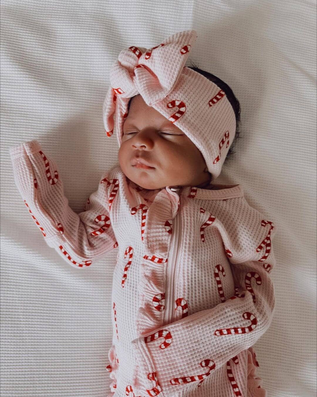 Organic Waffle Basic Zip Footie, Candy Cane: 0 - 3 mo.