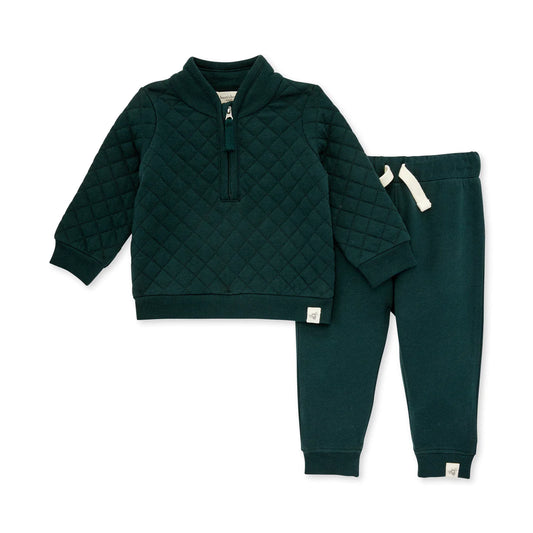 Quilted Jersey Top and French Terry Pants - 2 Piece Set