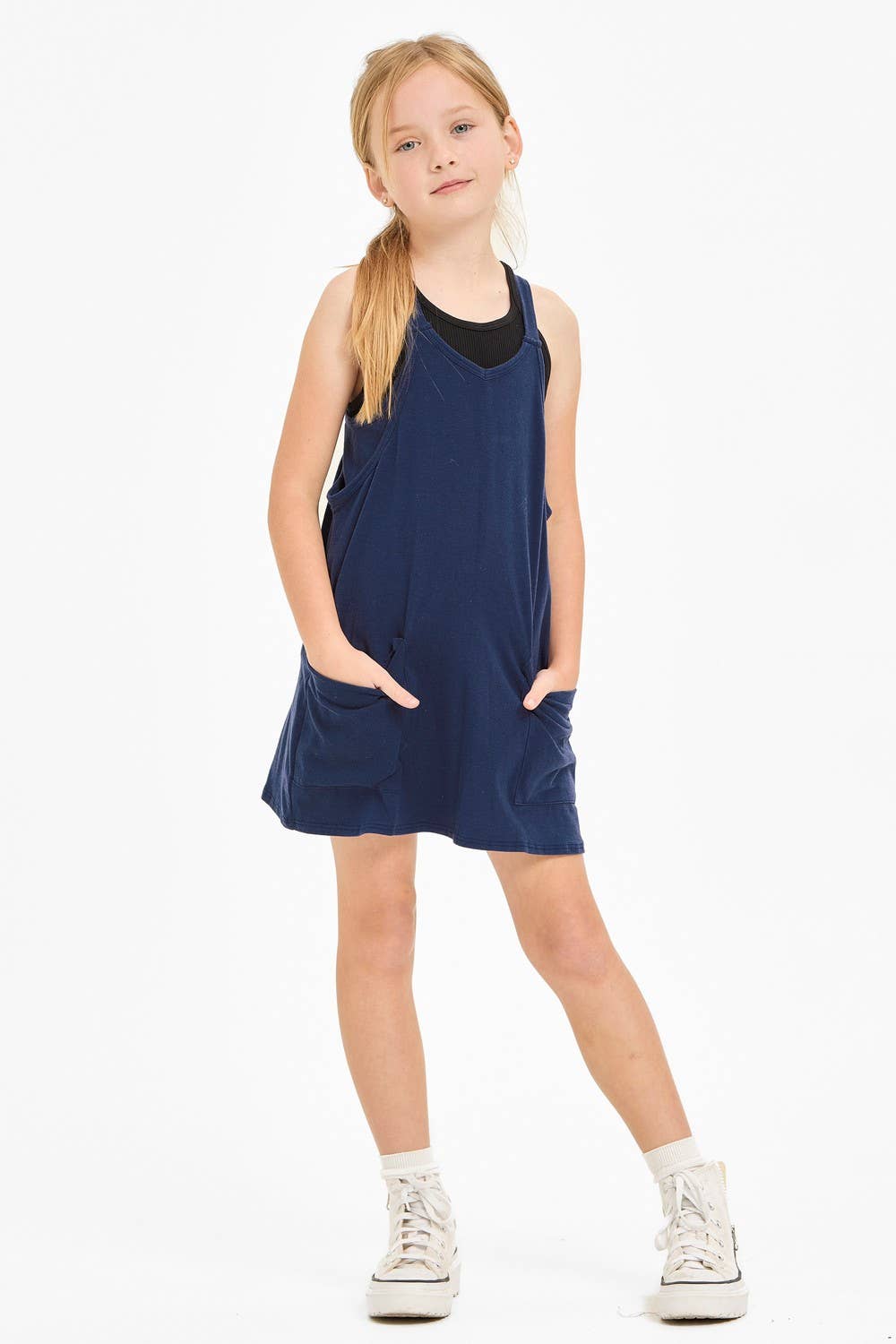 Kids Romper Dress: Navy