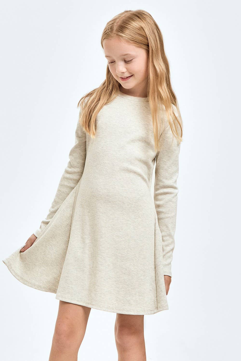 Cotton Knit Flare Dress: Charcoal