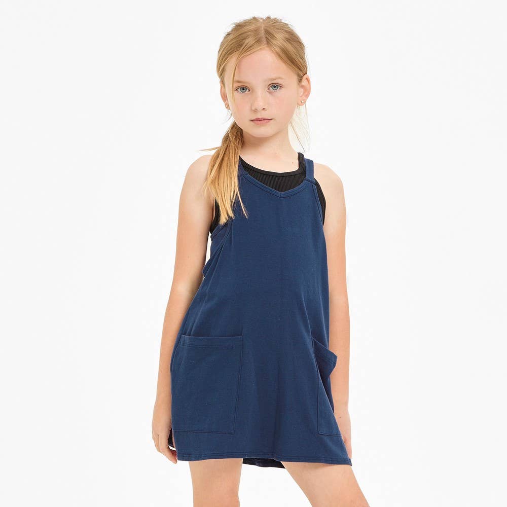 Kids Romper Dress: Navy