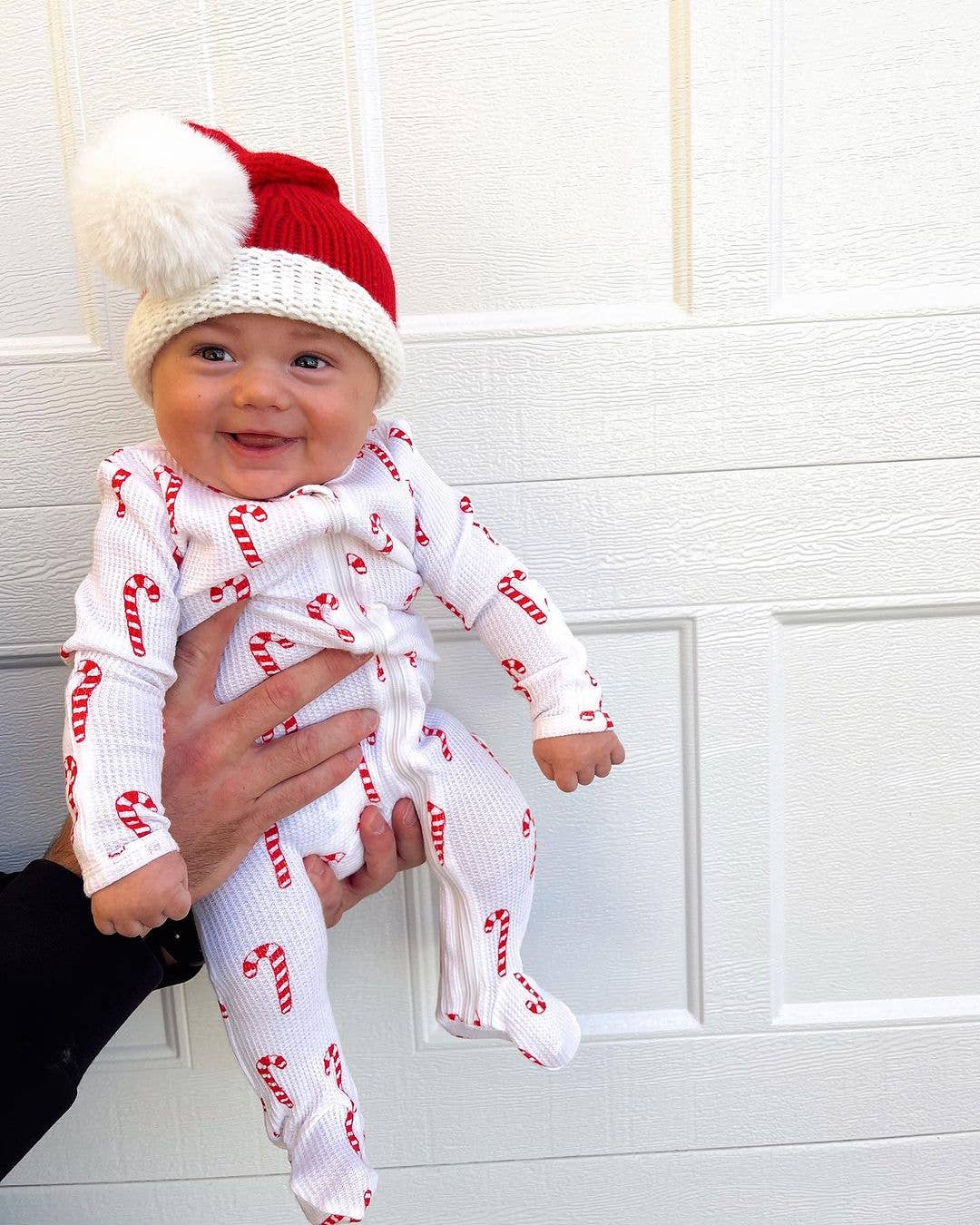 Organic Waffle Basic Zip Footie, Candy Cane: 0 - 3 mo.