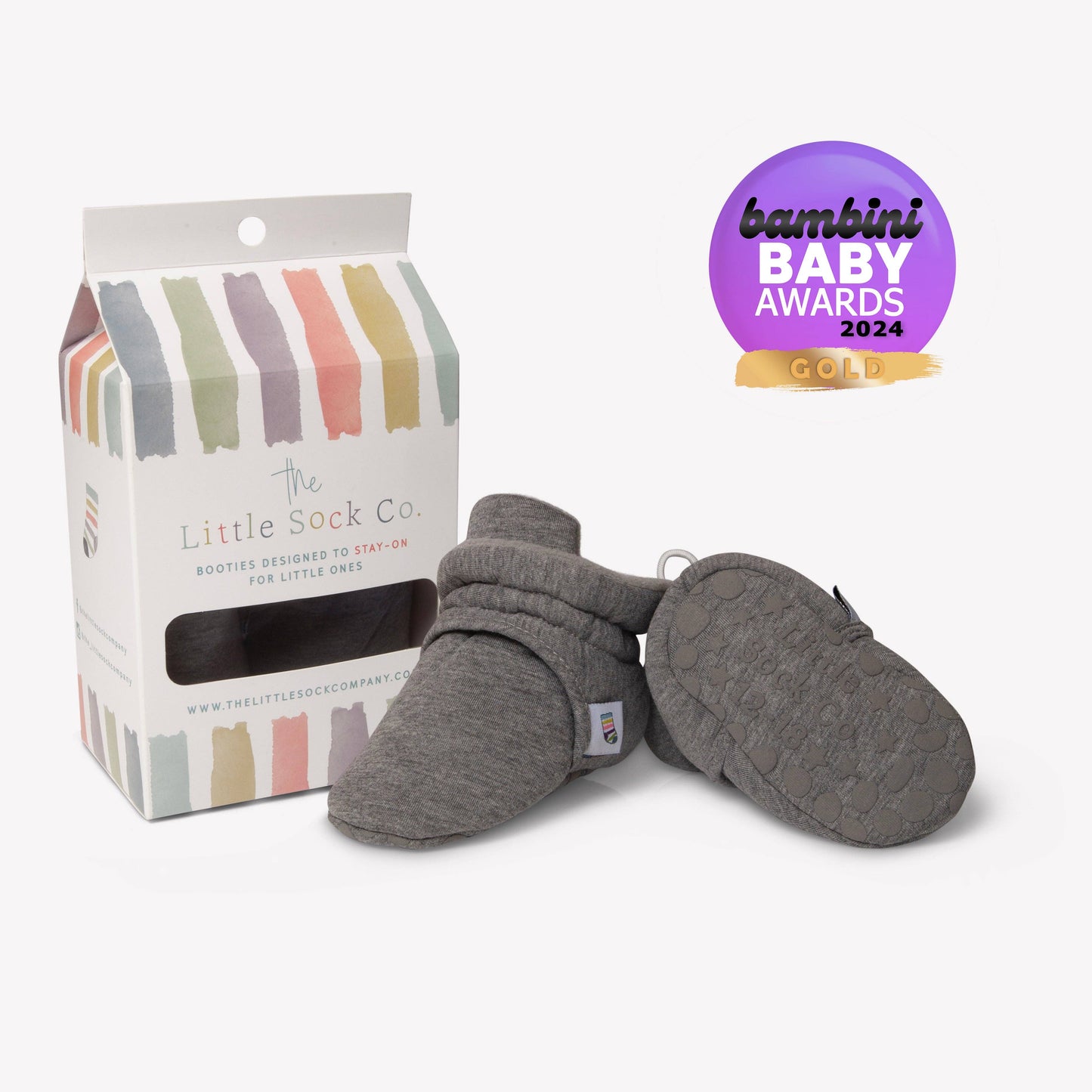 Stay-on, Non-Slip Booties - Perfect pram Slipper and Baby Carrier boot - Slate Cotton: 18-24 months