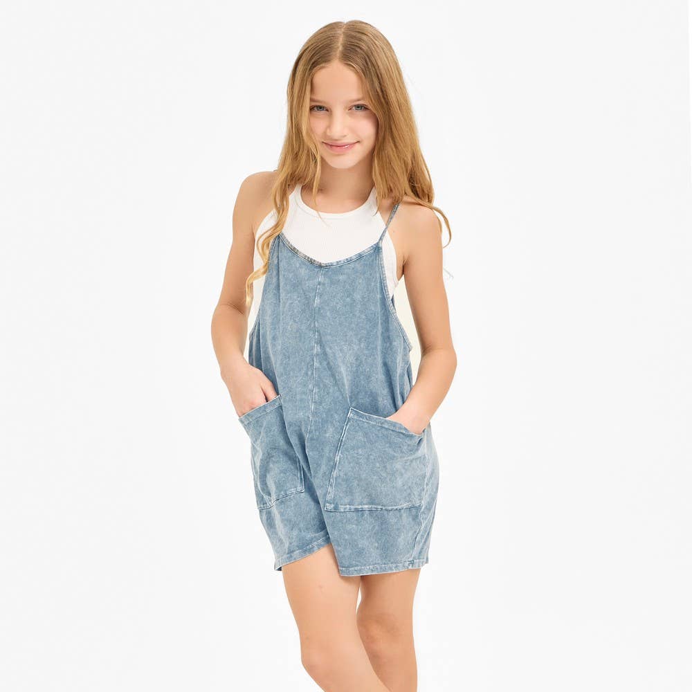 Two Pocket Mineral Wash Overall Romper