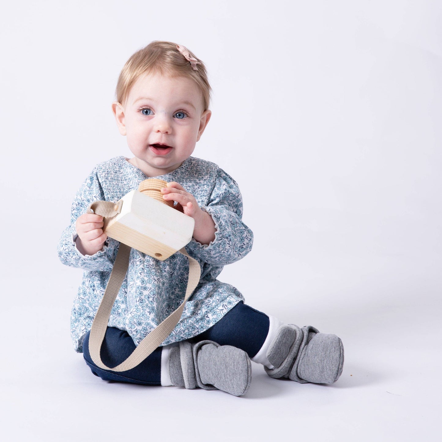 Stay-on, Non-Slip Booties - Perfect pram Slipper and Baby Carrier boot - Slate Cotton: 18-24 months