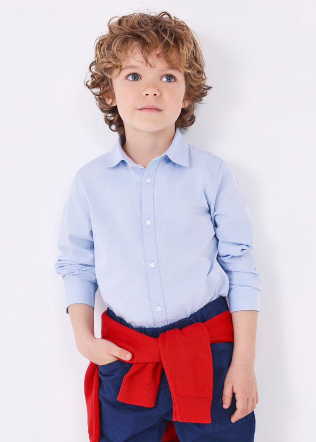 Basic Long Sleeve Blue Shirt