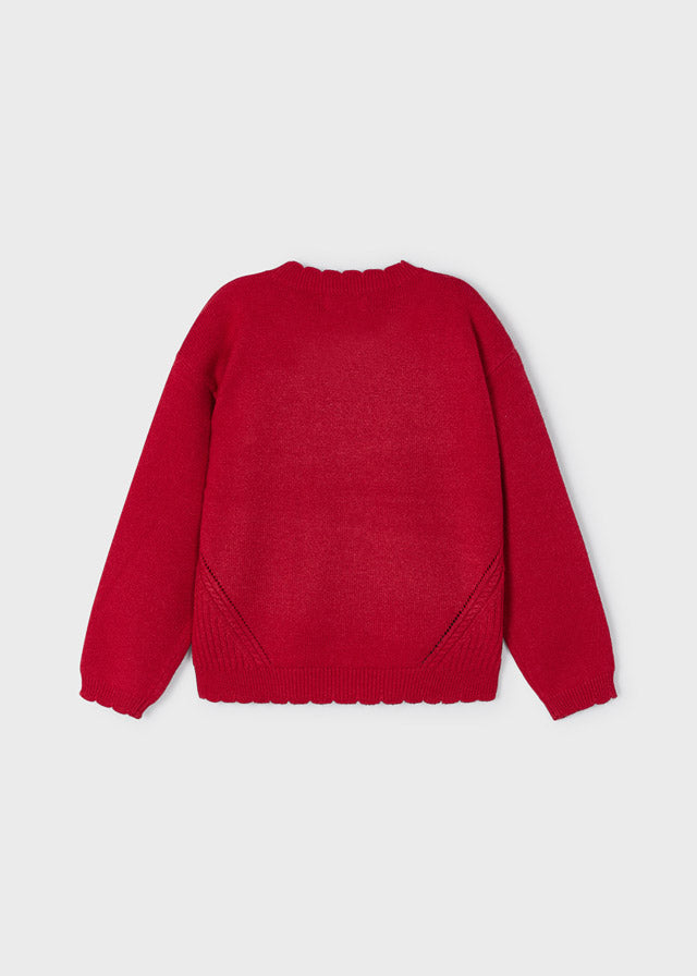 Scalloped and Sweet Red Sweater